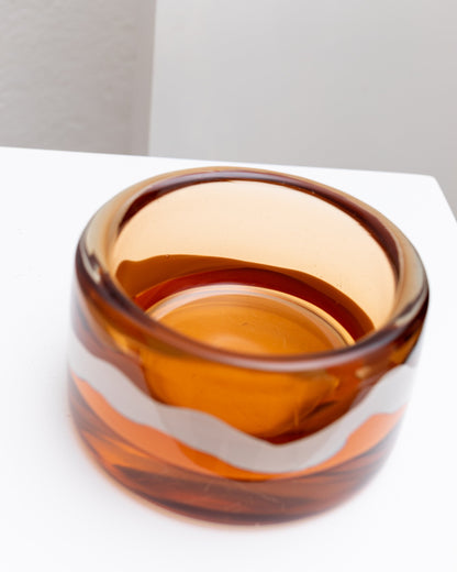 Orange Skrdlovice glass bowl design by Jaroslav Svoboda Czech Republic 1970s vintage