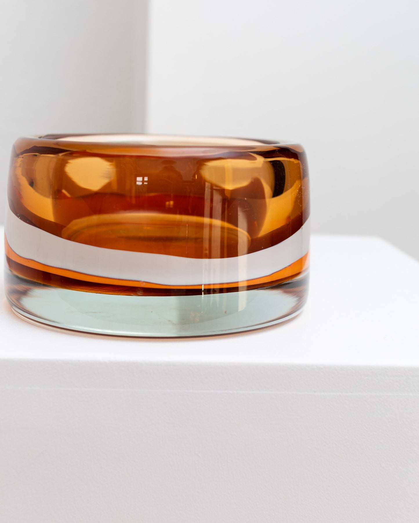 Orange Skrdlovice glass bowl design by Jaroslav Svoboda Czech Republic 1970s vintage