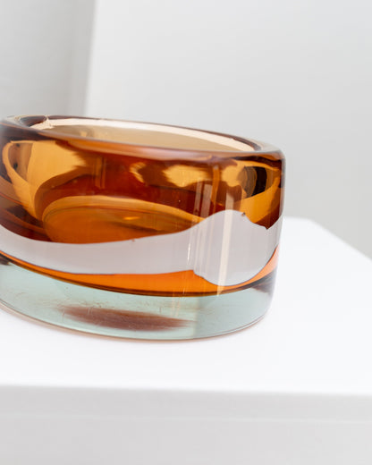 Orange Skrdlovice glass bowl design by Jaroslav Svoboda Czech Republic 1970s vintage