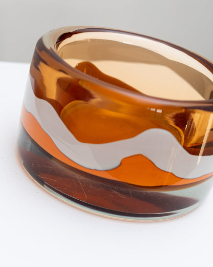 Orange Skrdlovice glass bowl design by Jaroslav Svoboda Czech Republic 1970s vintage