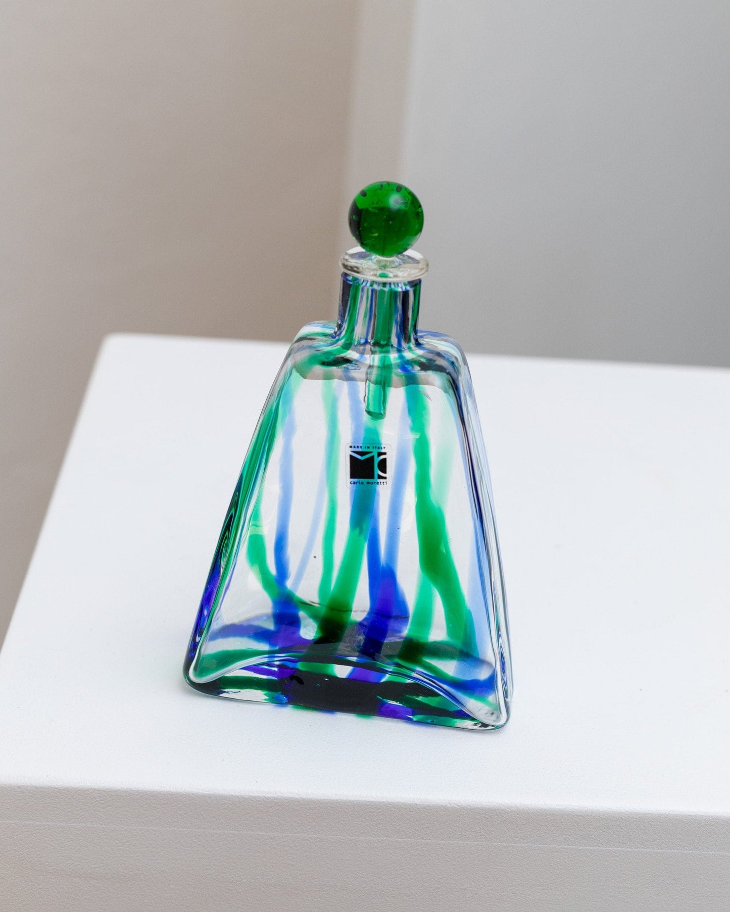 Carlo Moretti glass bottle Empoli glass mid-century perfume design Italy 1970s vintage