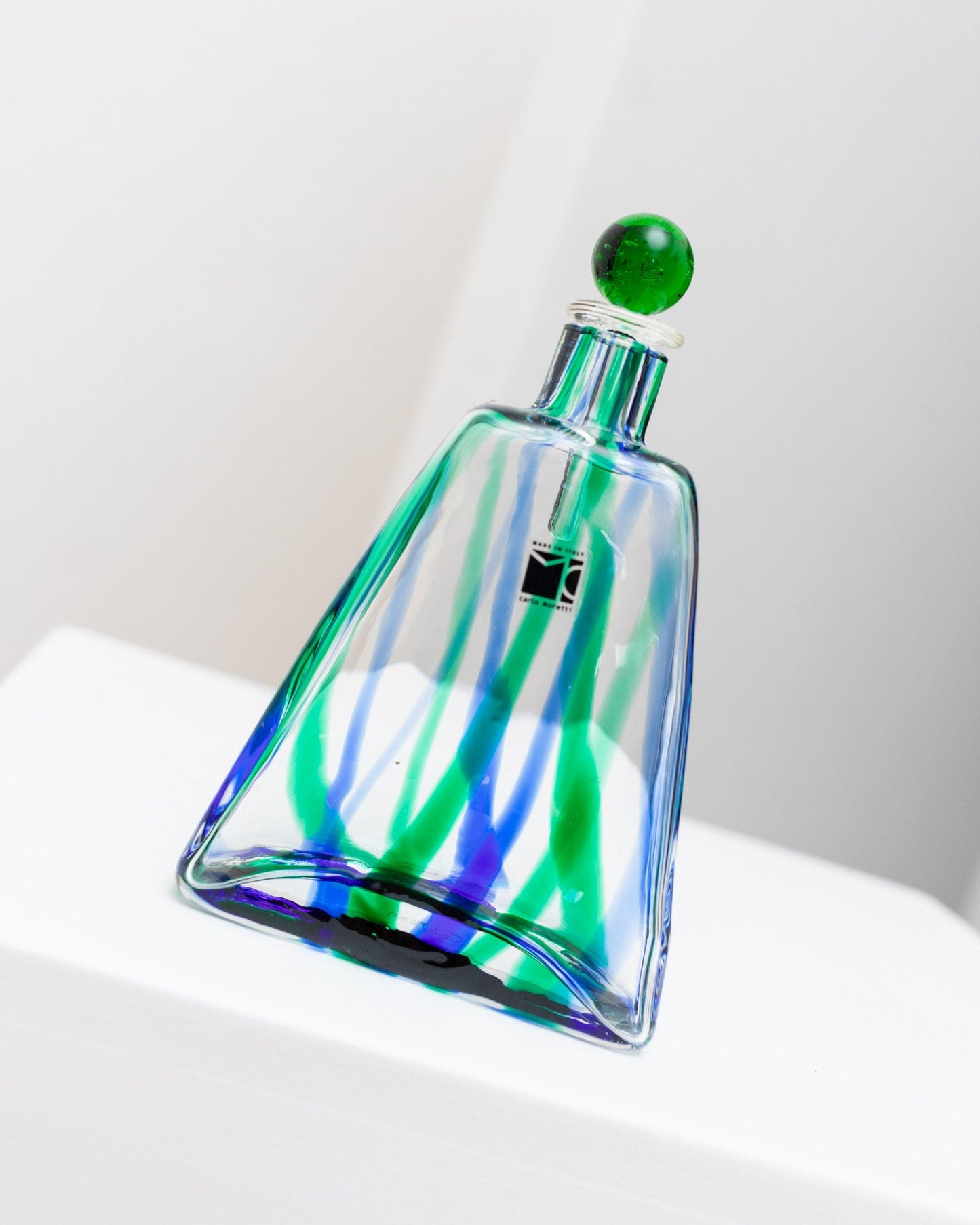 Carlo Moretti glass bottle Empoli glass mid-century perfume design Italy 1970s vintage