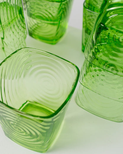 Set of 12 swirl drinking glasses 1970s in green Murano Mid Century Design Vintage