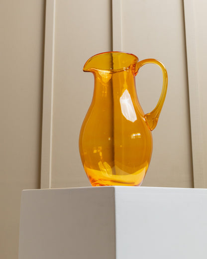 Carafe en verre orange Florence design bulbeux des années 1980 par Studio Pitti Mid Century Vintage