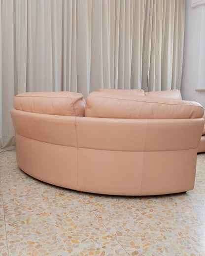 Modular leather sofa in blush by Tito Agnoli for Poltrona Frau model Petronio 1970s Mid Century Design Vintage