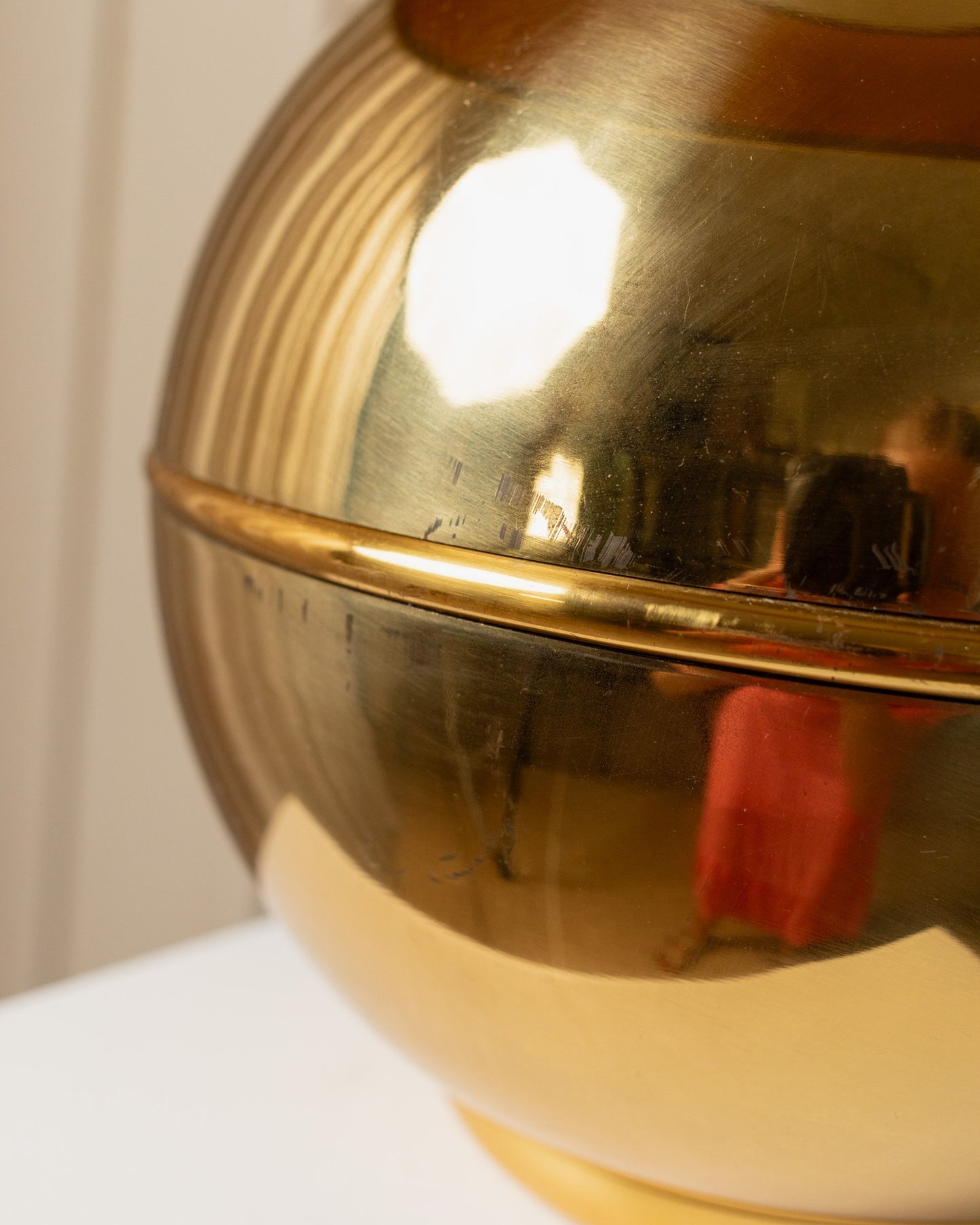 XXL globe lamp Italy 1980s, golden velvet shade, Hollywood Regency style vintage