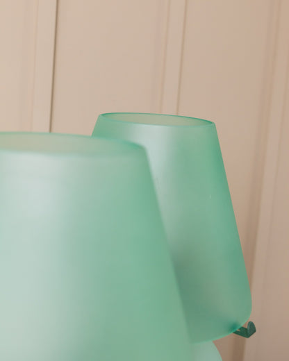 1 of 2 Mushroom Table Lamps in Mint and Green Murano Glass - Italy Mid-Century 1980s Vintage