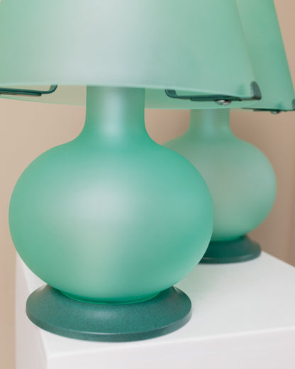 1 of 2 Mushroom Table Lamps in Mint and Green Murano Glass - Italy Mid-Century 1980s Vintage