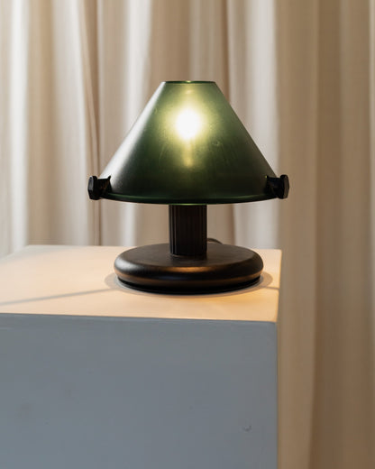 Table lamp Italy 80s Memphis style, black and dark green, wave pattern vintage