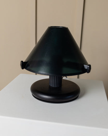 Lampe de table Italie années 80 style Memphis, noir et vert foncé, motif vagues vintage