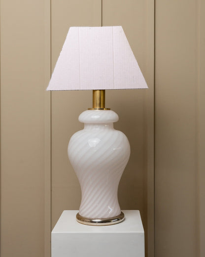 XXL Murano table lamp 70s, soft pink, swirl mid-century design, mouth-blown glass Italy Vintage