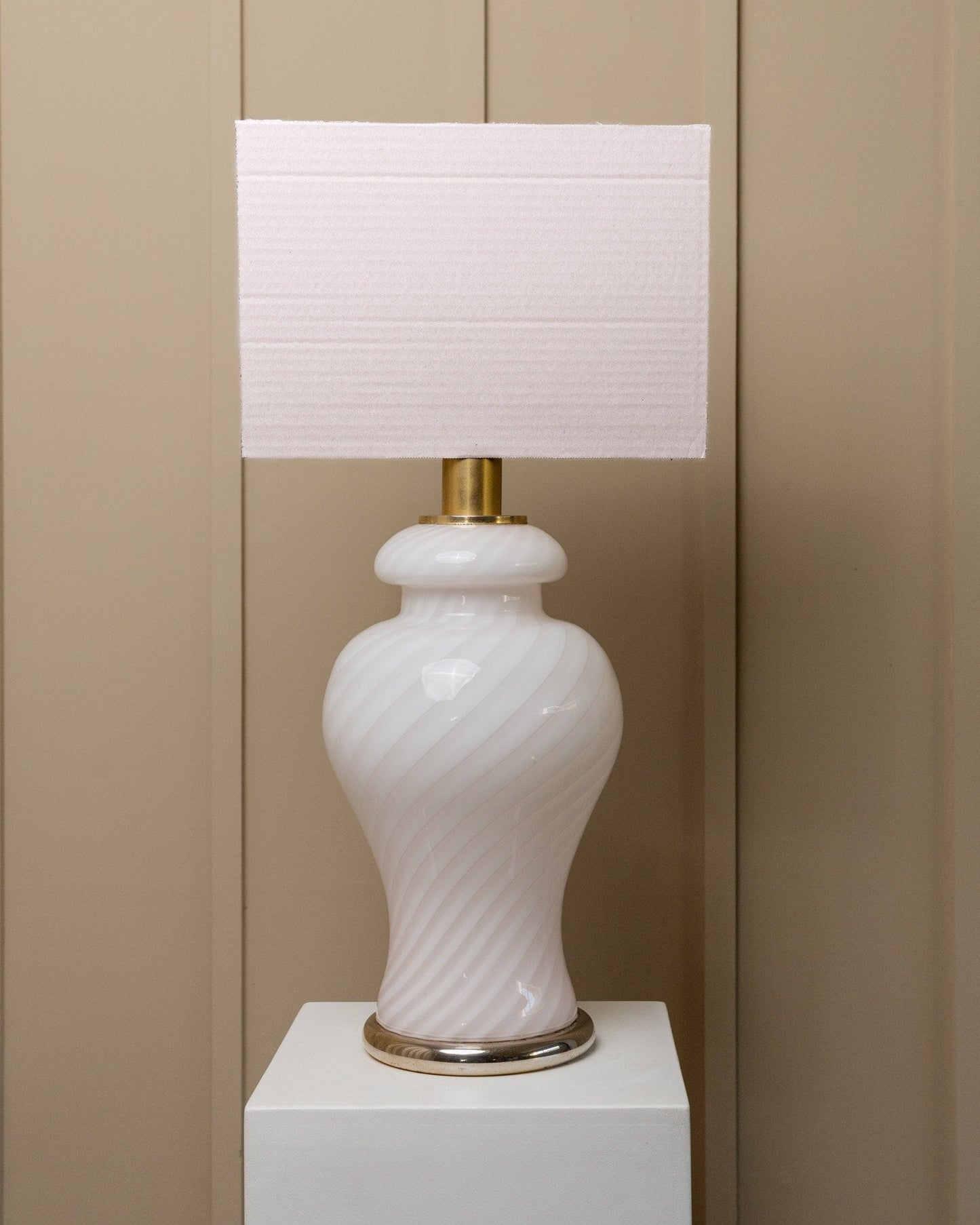 XXL Murano table lamp 70s, soft pink, swirl mid-century design, mouth-blown glass Italy Vintage