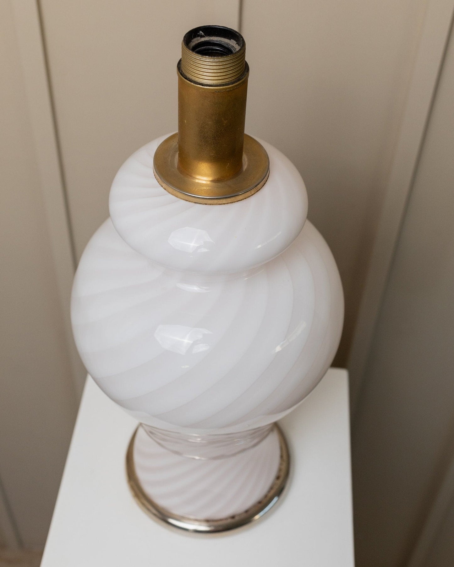 XXL Murano table lamp 70s, soft pink, swirl mid-century design, mouth-blown glass Italy Vintage