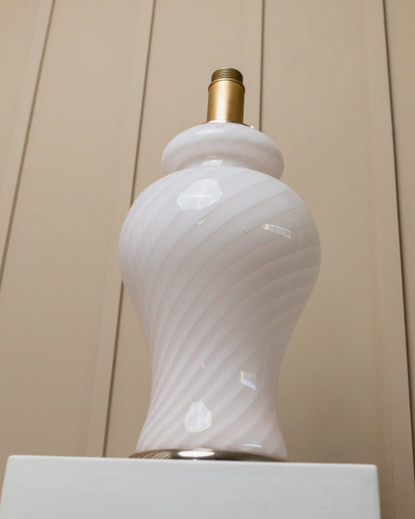 XXL Murano table lamp 70s, soft pink, swirl mid-century design, mouth-blown glass Italy Vintage