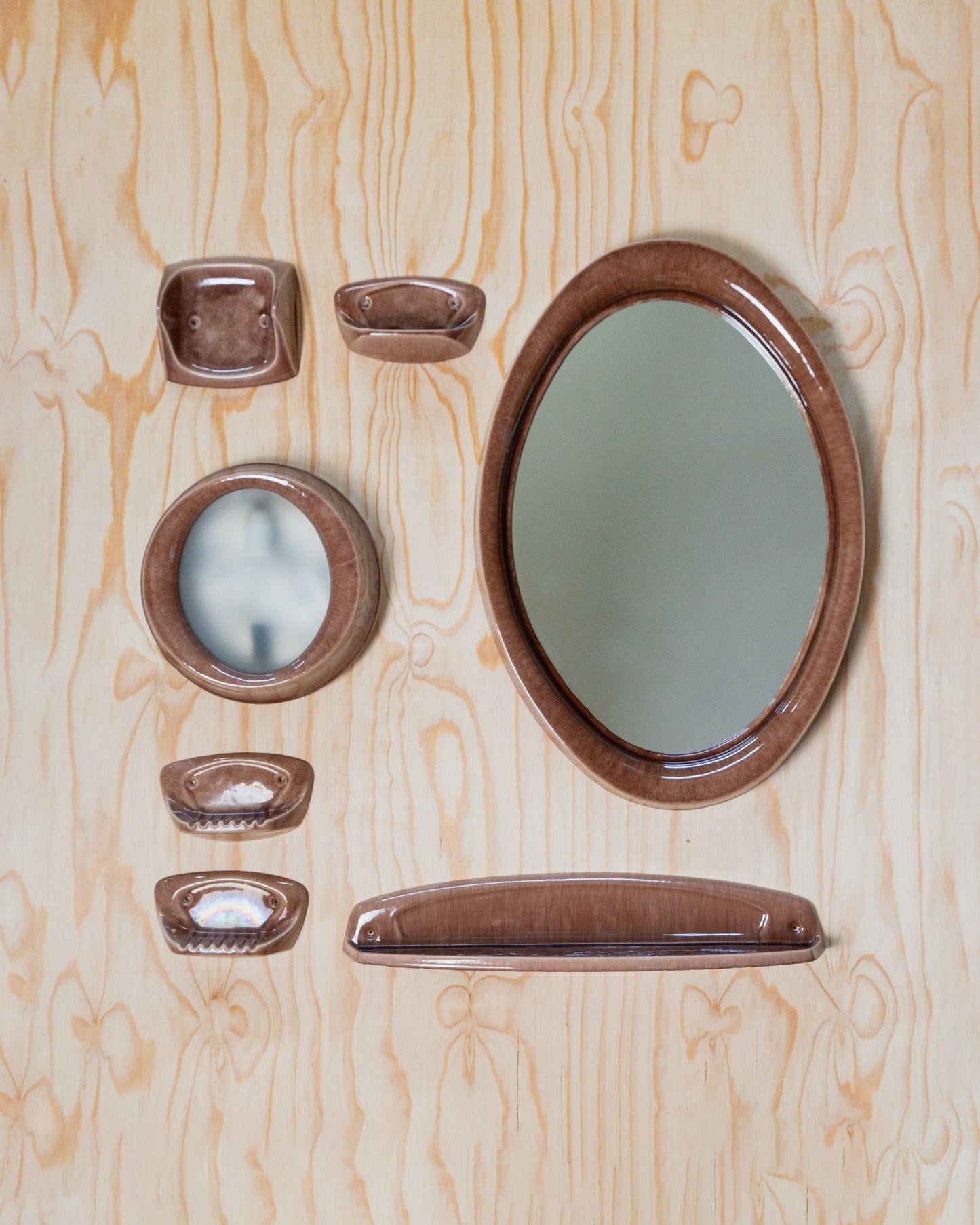 Ensemble de salle de bain 7 pièces avec miroir, lampes, porte-papier toilette, décor de salle de bain rétro, vintage