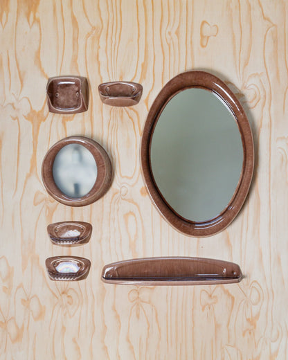 Ensemble de salle de bain 7 pièces avec miroir, lampes, porte-papier toilette, décor de salle de bain rétro, vintage