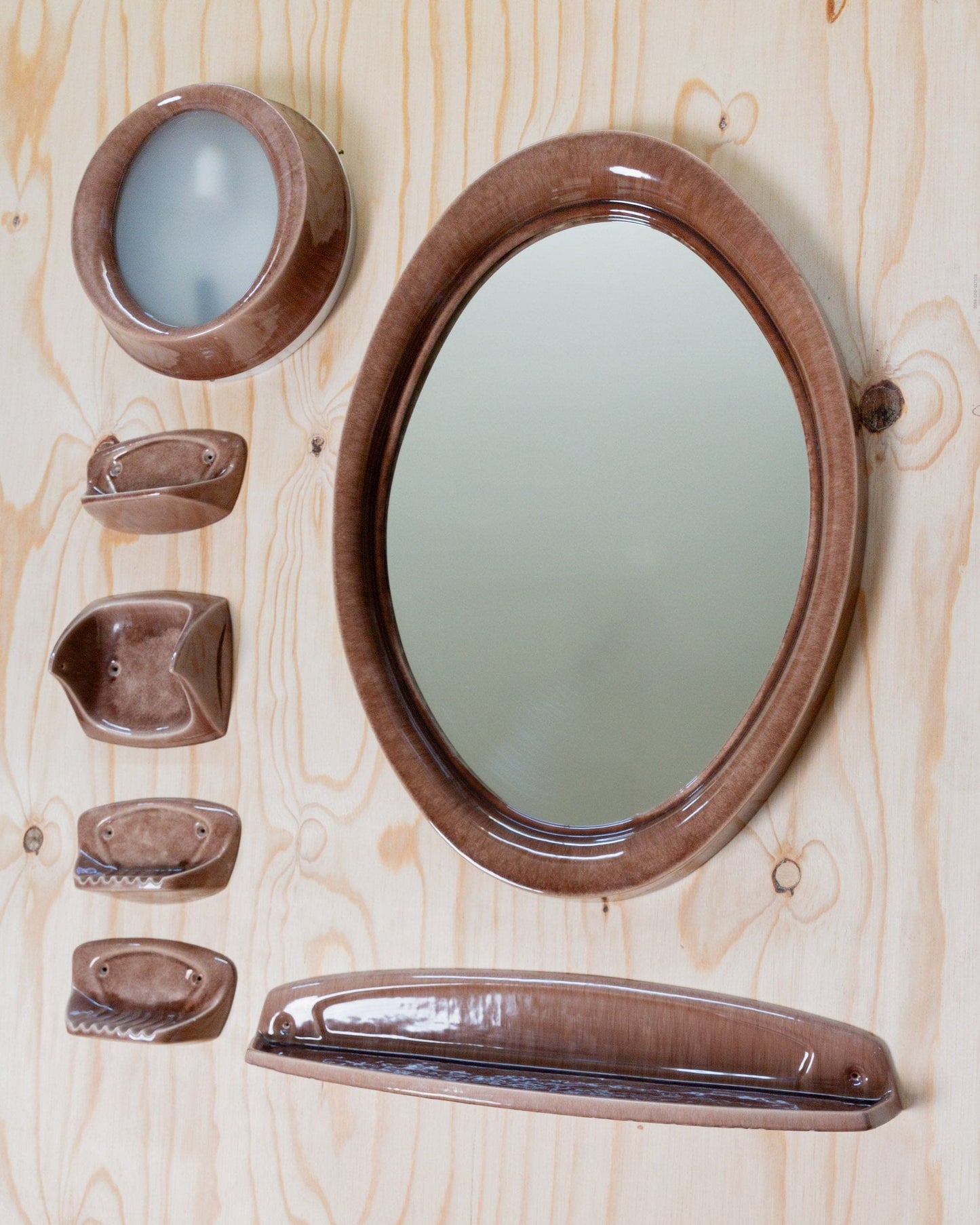 Ensemble de salle de bain 7 pièces avec miroir, lampes, porte-papier toilette, décor de salle de bain rétro, vintage