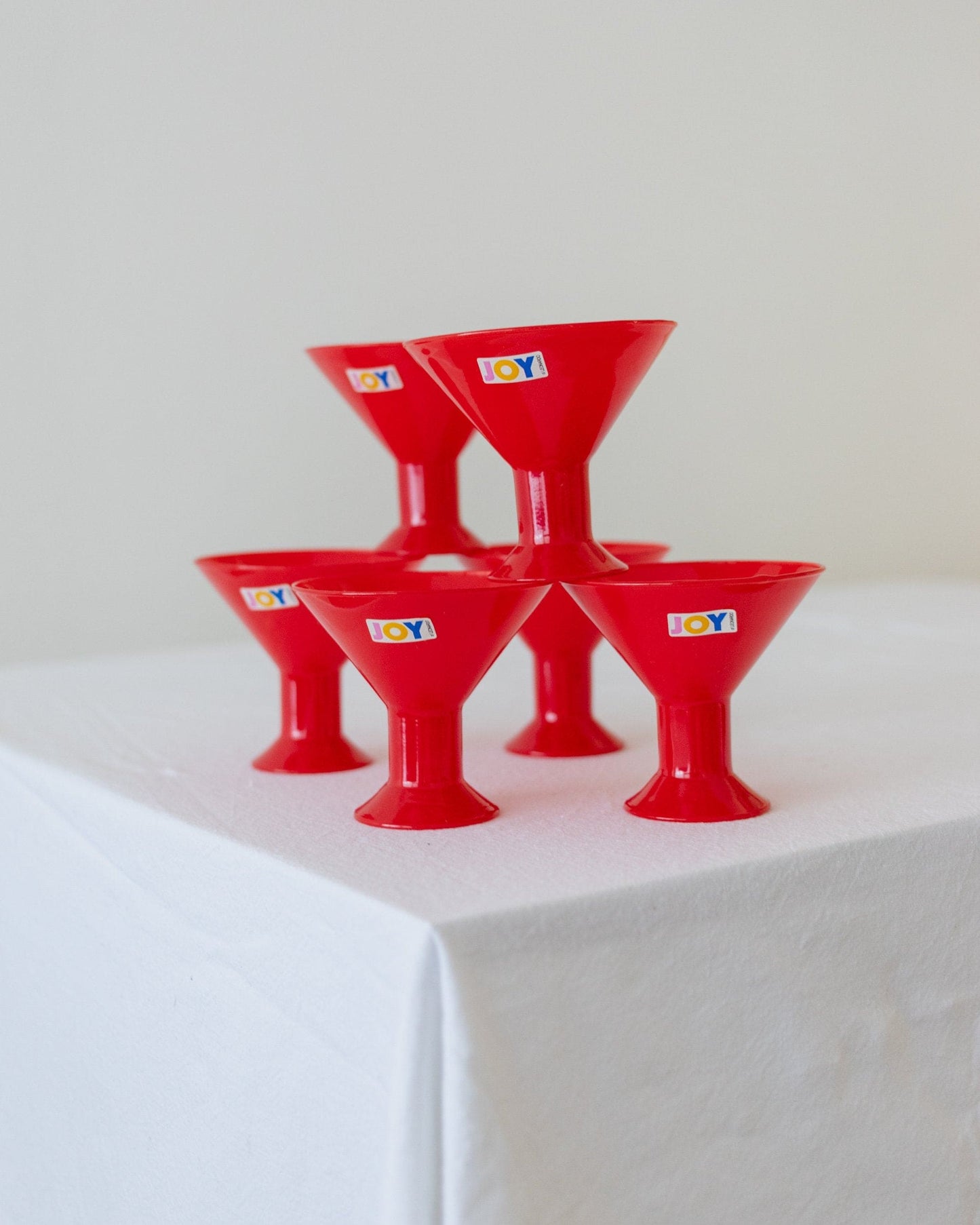 6 Red Drinking Glasses - Joy by Leonardo - Postmodern Memphis Style - 1980s Italian Glass - Eye-Catching Glass, Retro Gift Idea Vintage