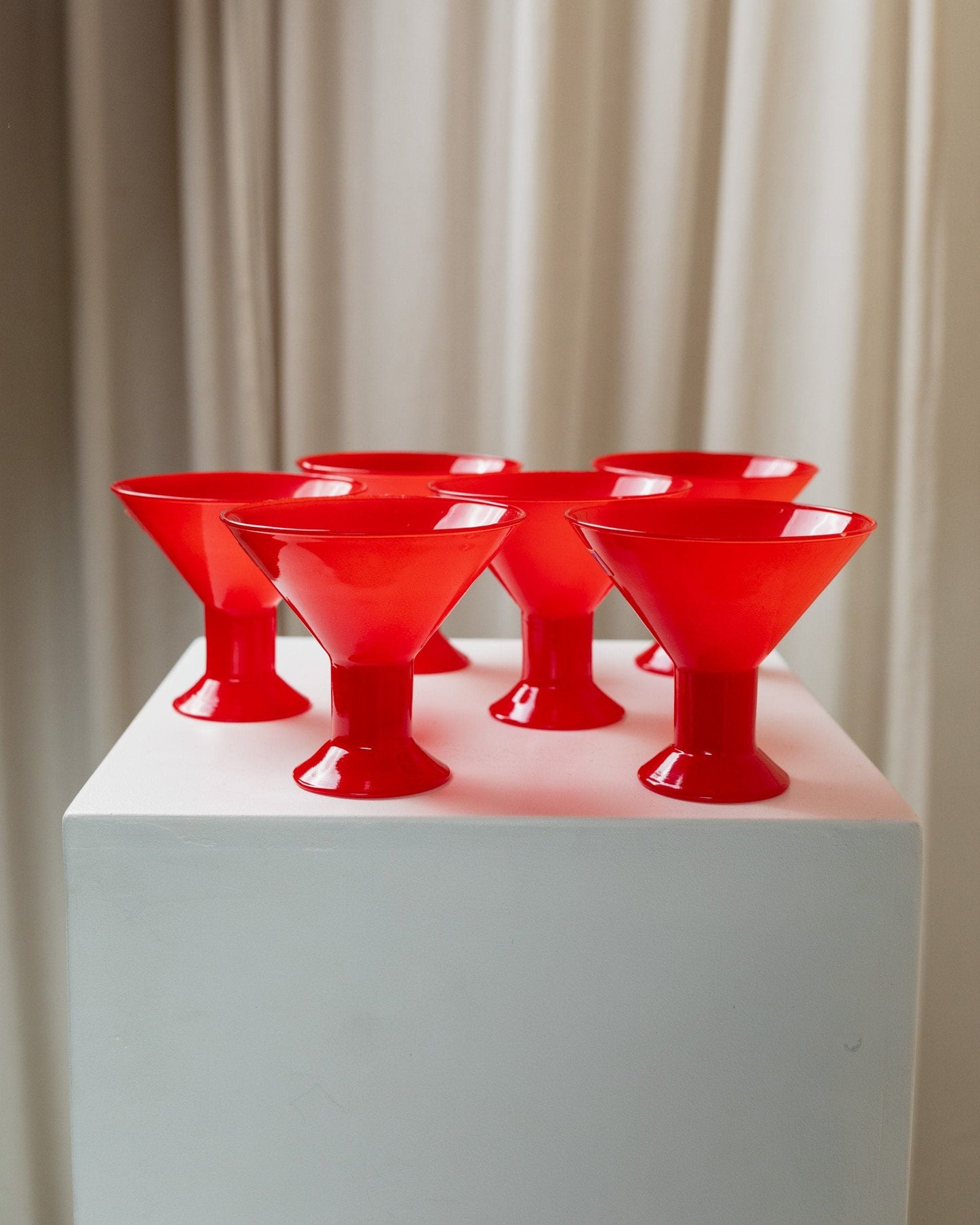 6 Red Drinking Glasses - Joy by Leonardo - Postmodern Memphis Style - 1980s Italian Glass - Eye-Catching Glass, Retro Gift Idea Vintage