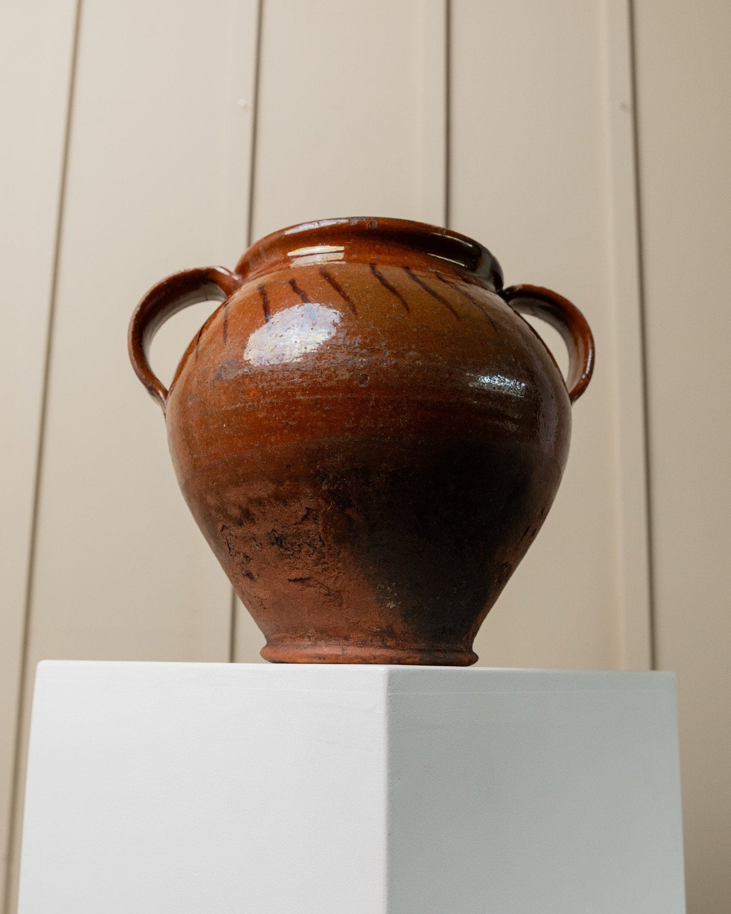 Antique Rustic Ceramic Confit Pot with Handles - Italy 19th Century - Vase Perfect for Farmhouse Kitchen Decoration, Gift Idea Vintage