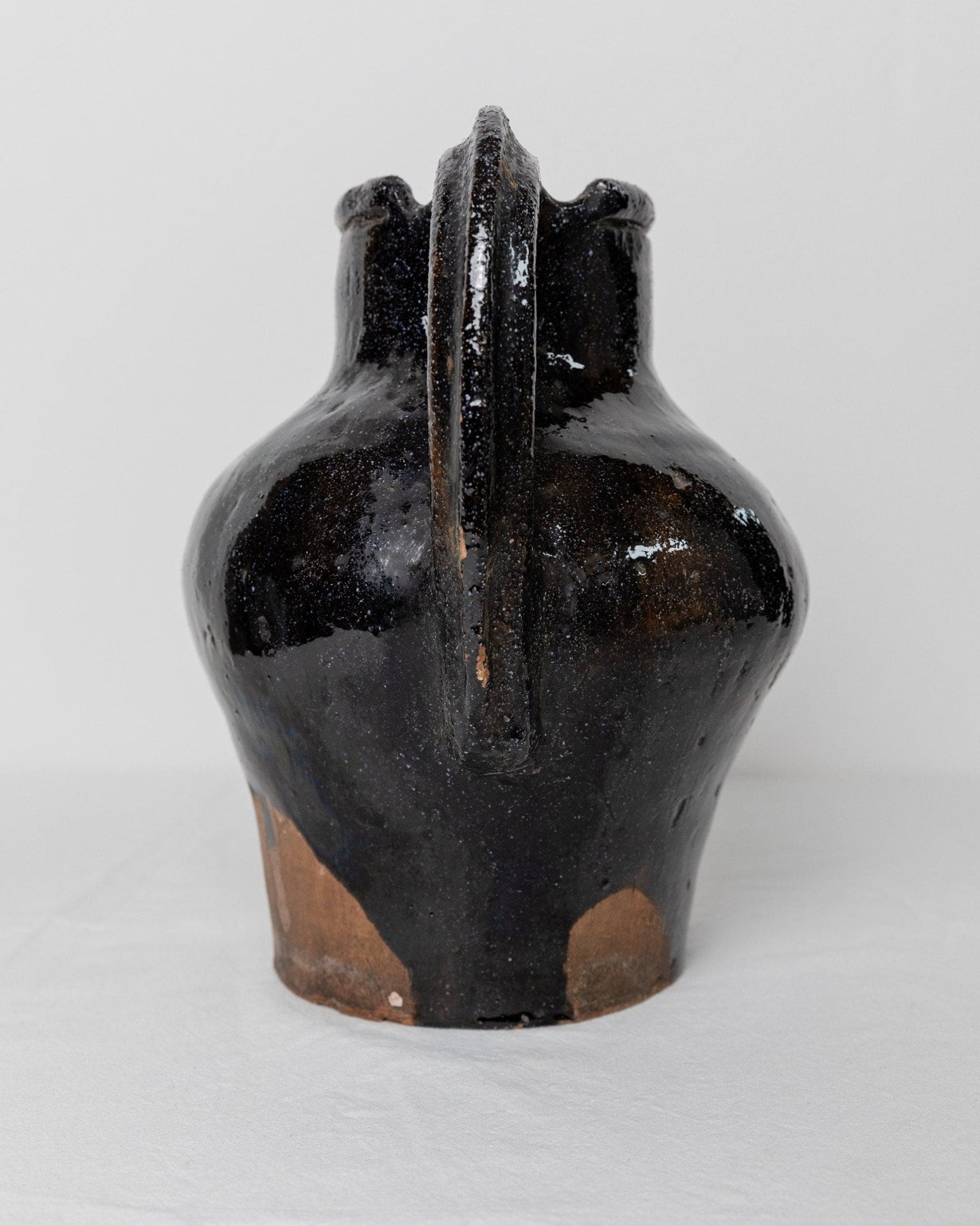 Cruche rustique antique en terre cuite avec glaçure noire - Italie, Lucques, 19e siècle - décoration de maison de campagne, cruche à vin, vase, idée cadeau vintage