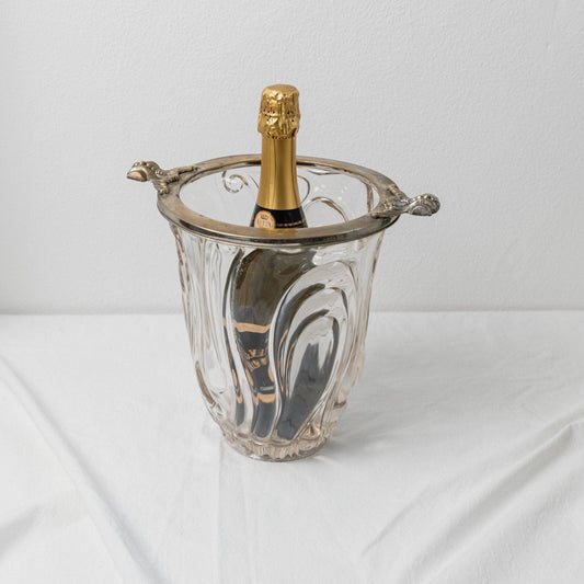 Murano glass champagne cooler - silver rim - design Italy 1930s - elegant table decoration - solid and heavy, noble gift idea vintage