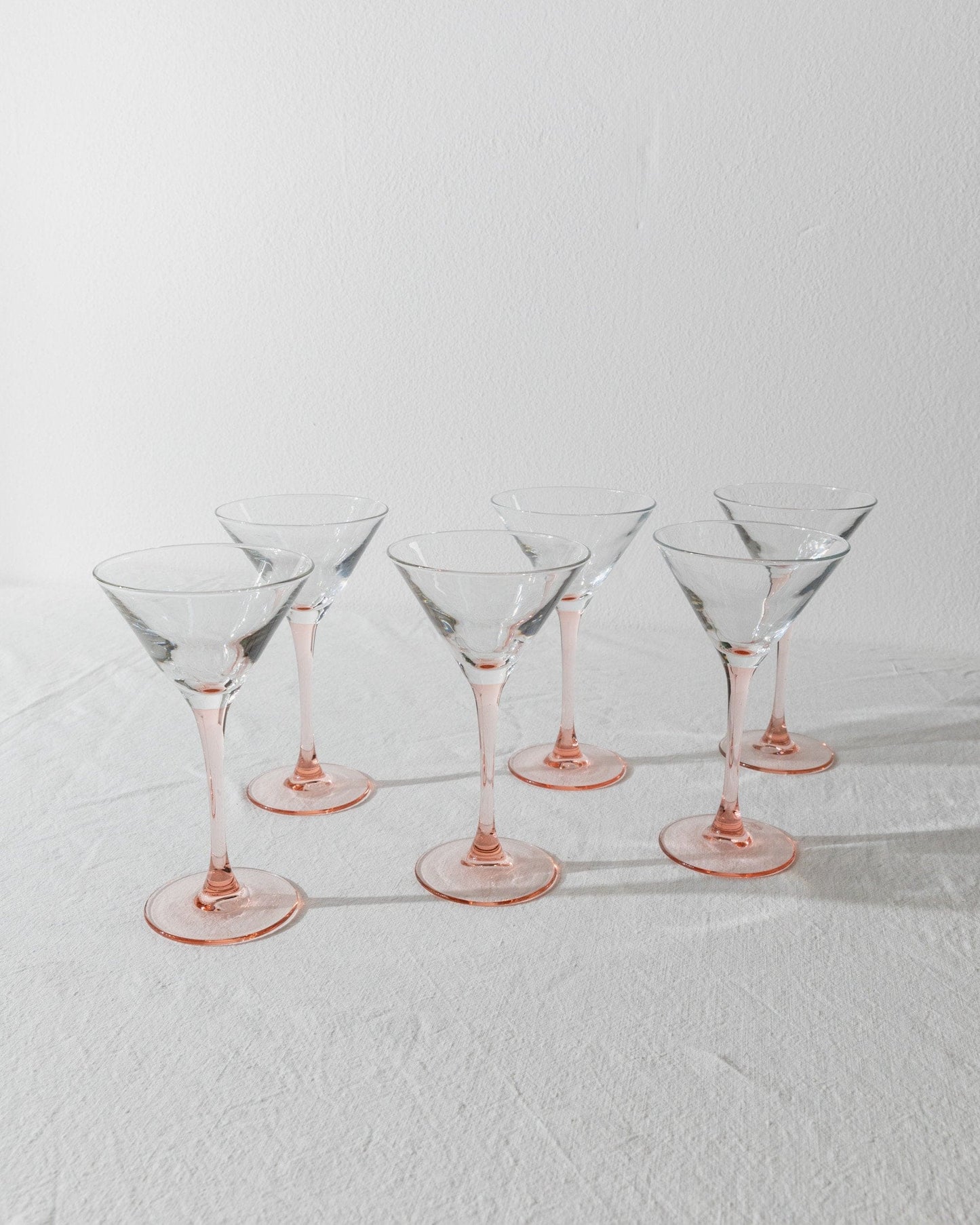 6 Martini Glasses - Pink Luminarc Champagne Bowls - France 1980s - Cocktail Glass Set, Memphis Style, Colorful Glassware, Gift Idea, Vintage