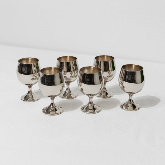 6 silver-plated cups from Italy 1980s - Set of 2 egg cups or shot glasses - Mid Century Design - Fine glasses, gift idea vintage