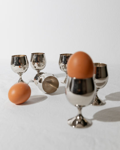 6 silver-plated cups from Italy 1980s - Set of 2 egg cups or shot glasses - Mid Century Design - Fine glasses, gift idea vintage