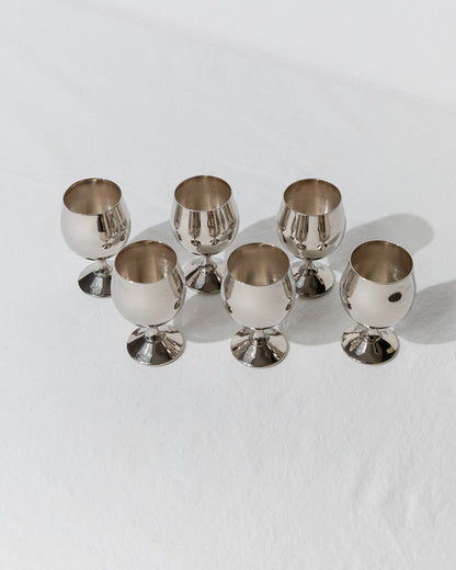 6 silver-plated cups from Italy 1980s - Set of 2 egg cups or shot glasses - Mid Century Design - Fine glasses, gift idea vintage