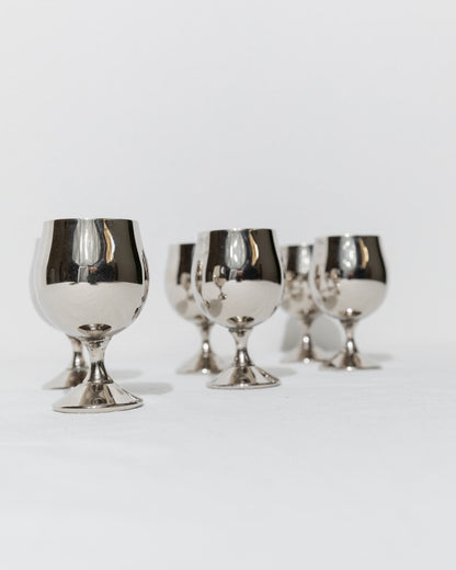 6 silver-plated cups from Italy 1980s - Set of 2 egg cups or shot glasses - Mid Century Design - Fine glasses, gift idea vintage