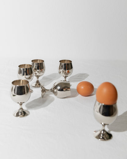 6 silver-plated cups from Italy 1980s - Set of 2 egg cups or shot glasses - Mid Century Design - Fine glasses, gift idea vintage