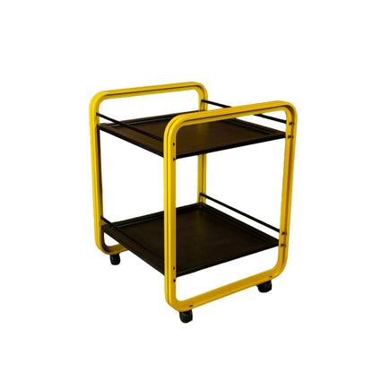 Vintage serving trolley by Secco yellow, Italy 1980s