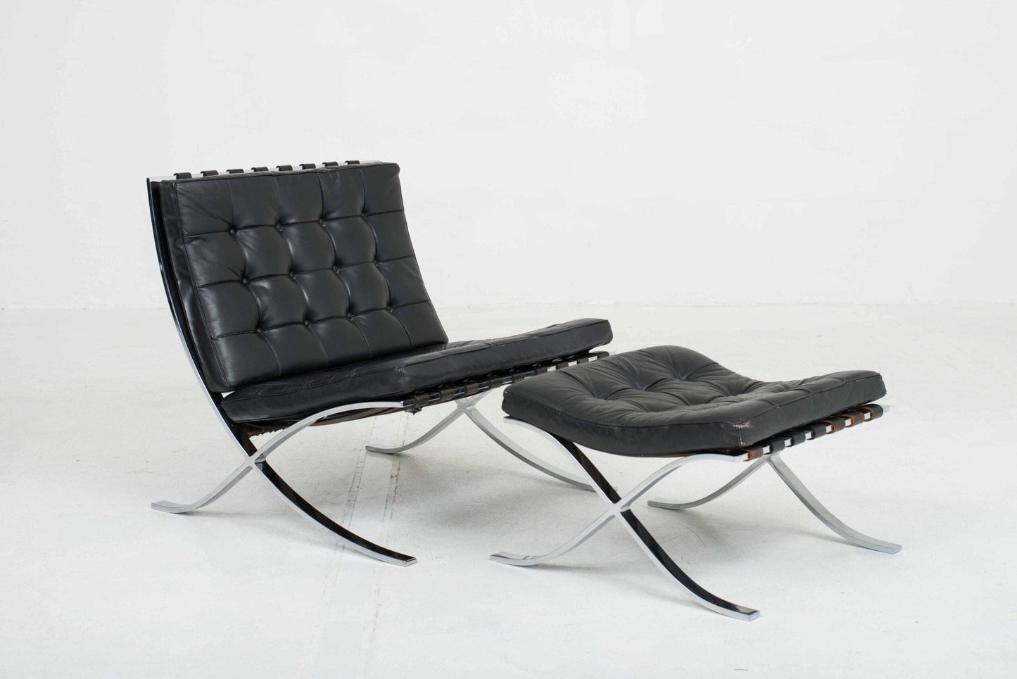 Knoll Barcelona armchair and ottoman by Ludwig Mies van der Rohe