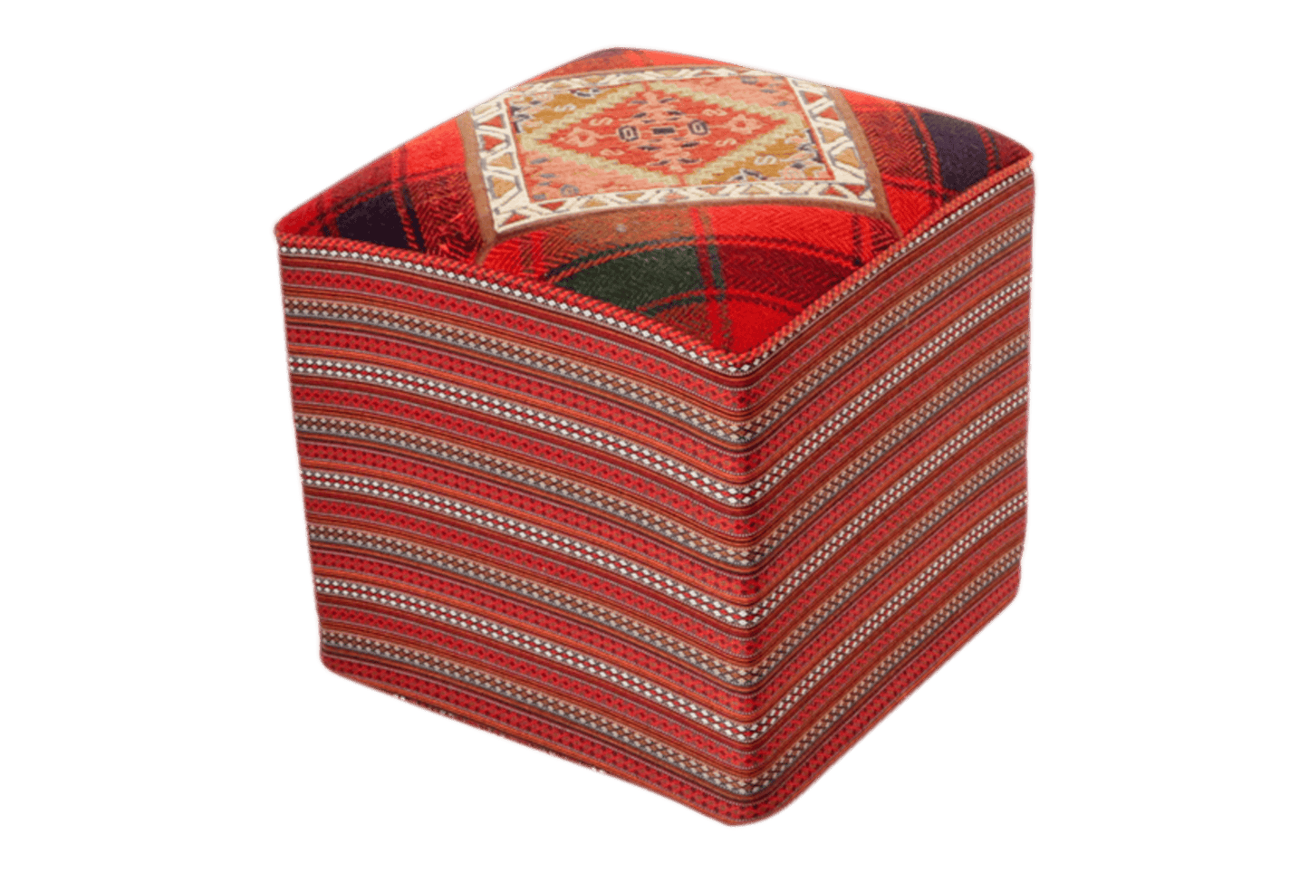 Handgefertigter Pouf 47x47cm Kelim