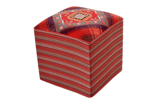 Handgefertigter Pouf 47x47cm Kelim