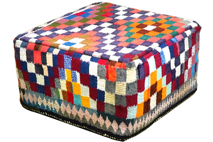 Handgefertigter Pouf 70x70cm Kelim