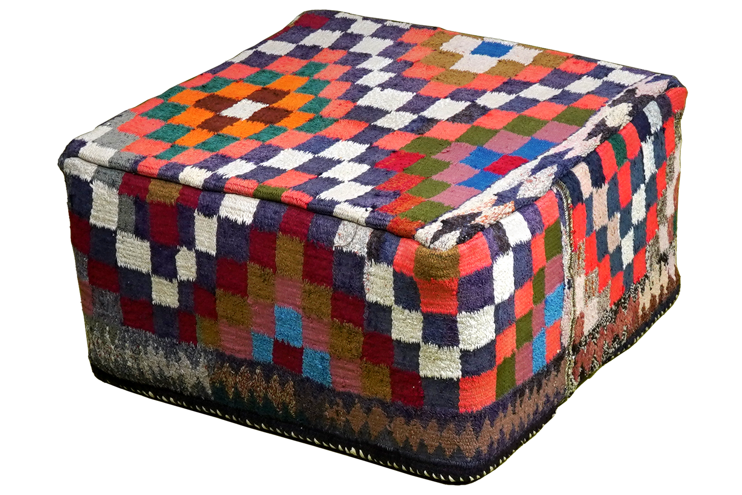 Handgefertigter Pouf 70x70cm Kelim