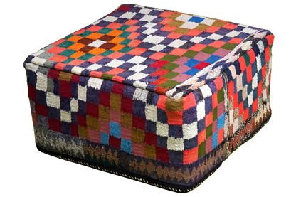 Handgefertigter Pouf 70x70cm Kelim