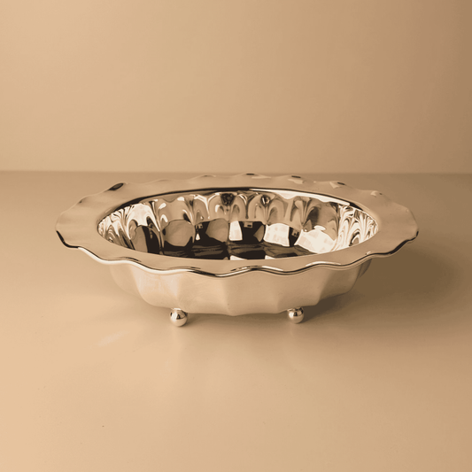 Silver Plated Bowl Italy Mid Century 1950s Vintage 