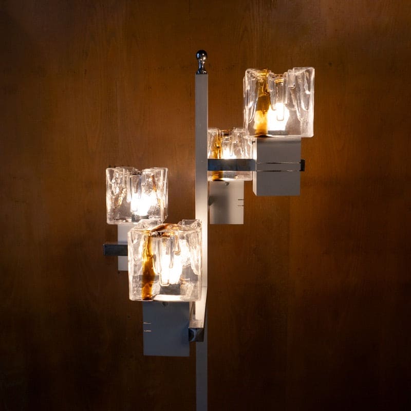 Murano Glass Chrome Floor Lamp by T. Zuccheri Mid-Century Vintage