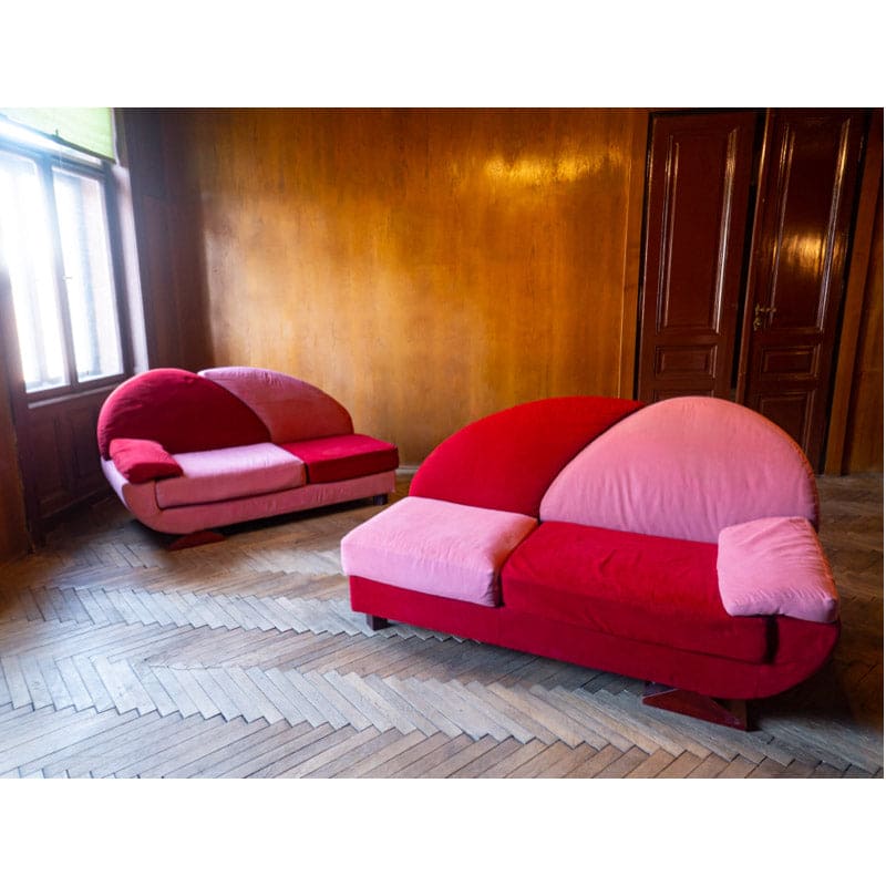 Pink und Red Alcantara Sofas Vintage - 2nd home