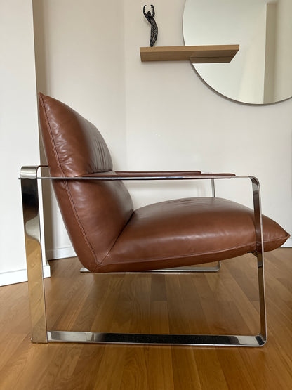 Calia Italia armchair SANDY in leather cognac vintage