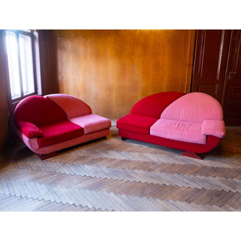 Pink und Red Alcantara Sofas Vintage - 2nd home