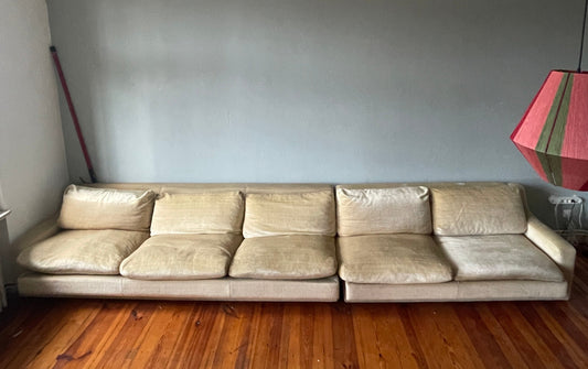 Two-piece sofa 5-seater velvet beige vintage