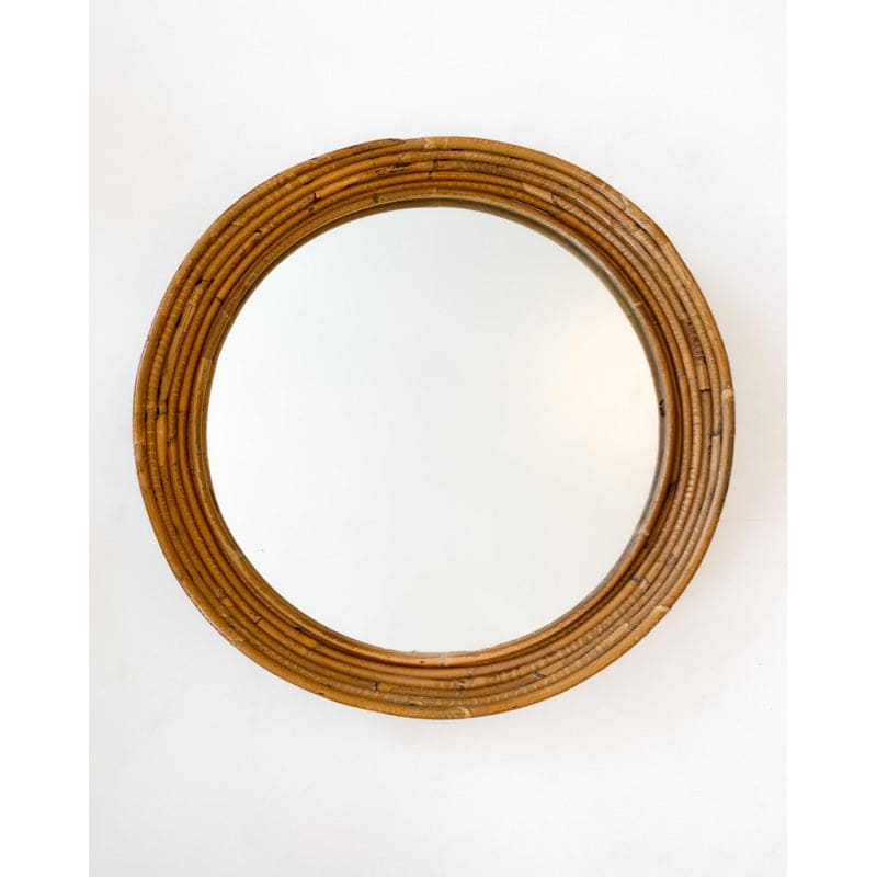 Runder Rattan-Wandspiegel Vintage - 2nd home