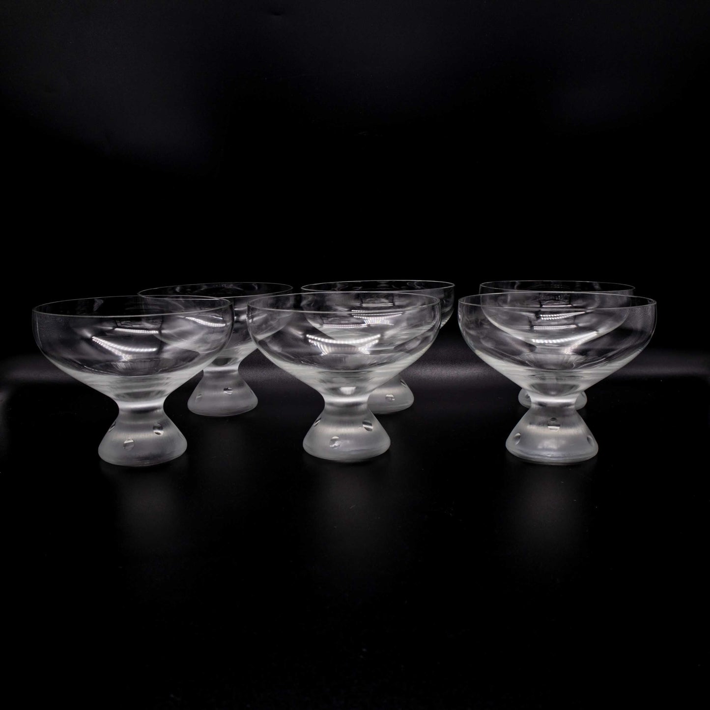 6er Set Mid Century Gravierte Kompottschalen von Riedel, Rückseite