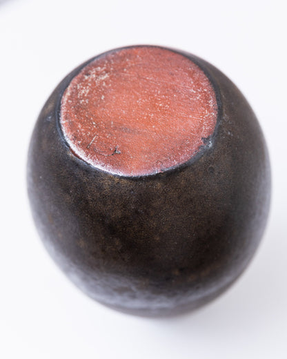 Studio Ceramic Vase by Elisabeth Dunker organic form in dark brown Mid Century Studio Ceramic 1960s Vintage