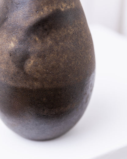 Studio Ceramic Vase by Elisabeth Dunker organic form in dark brown Mid Century Studio Ceramic 1960s Vintage