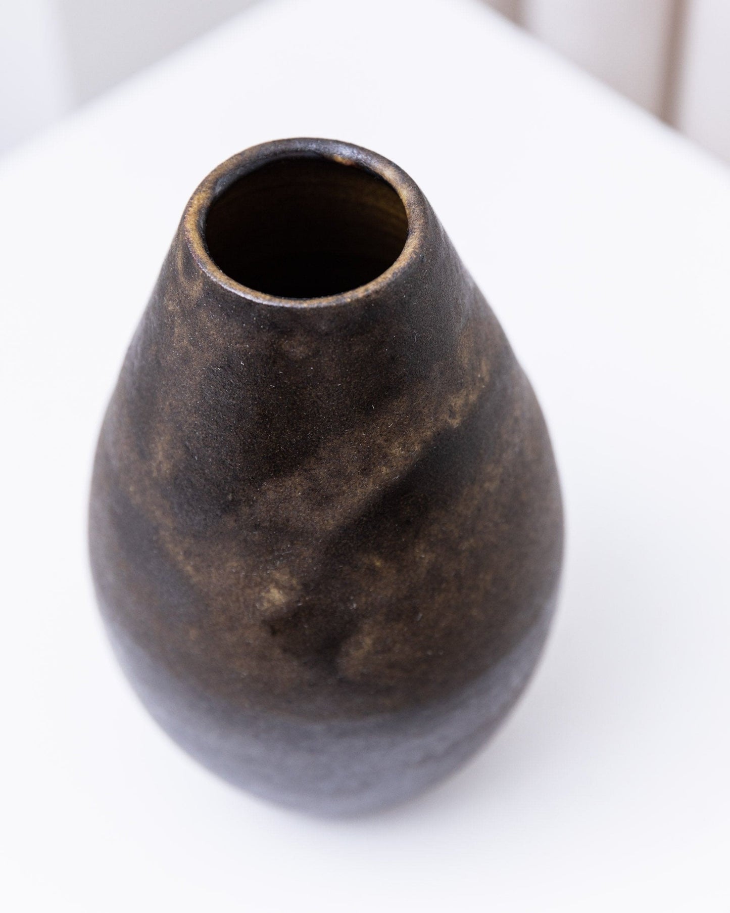 Studio Ceramic Vase by Elisabeth Dunker organic form in dark brown Mid Century Studio Ceramic 1960s Vintage